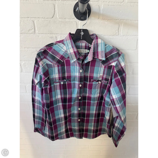 Top Long Sleeve By Roper In Blue & Purple, Size: M