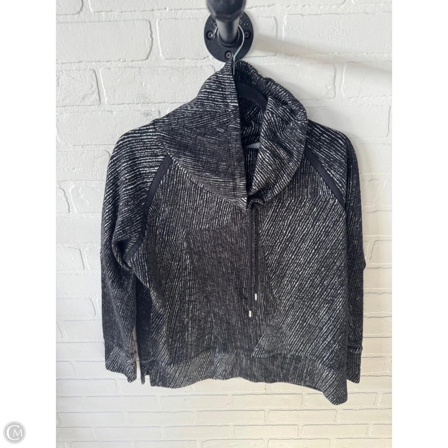 Athletic Top Long Sleeve Collar By Kirkland In Black & White, Size: L