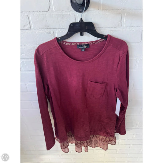 Top Long Sleeve By Suzanne Betro In Red & Tan, Size: 2x