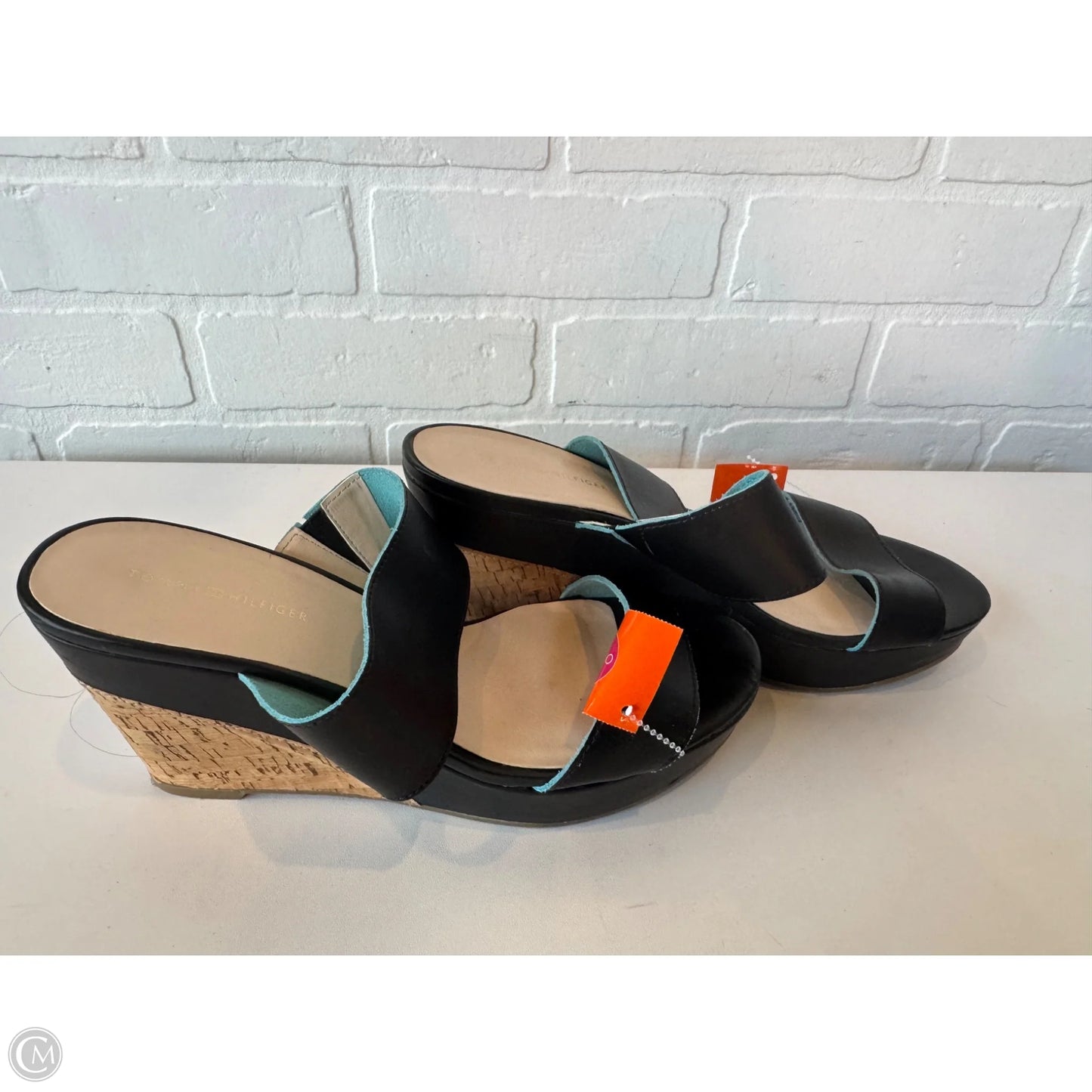 Sandals Heels Wedge By Tommy Hilfiger In Black, Size: 8