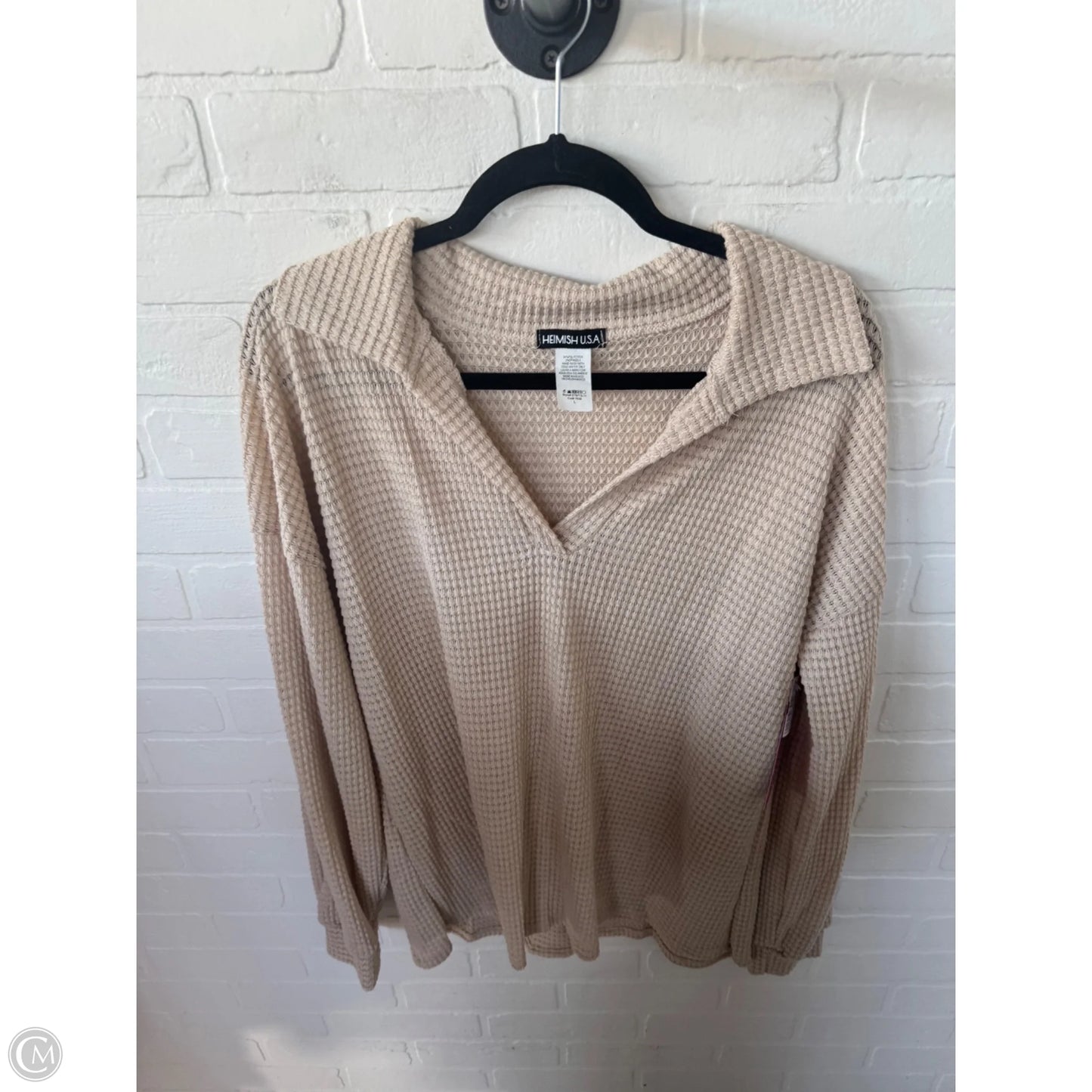 Top Long Sleeve By Heimish Usa In tan, Size: L