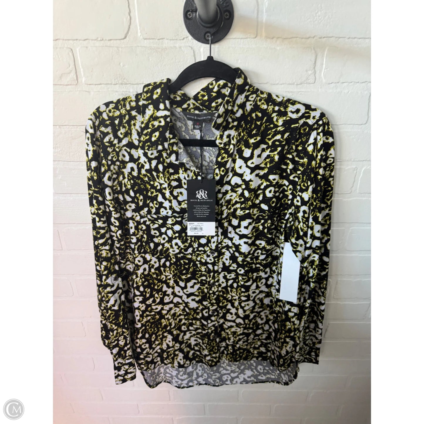 Top Long Sleeve By Rock And Republic In Black & Green, Size: S