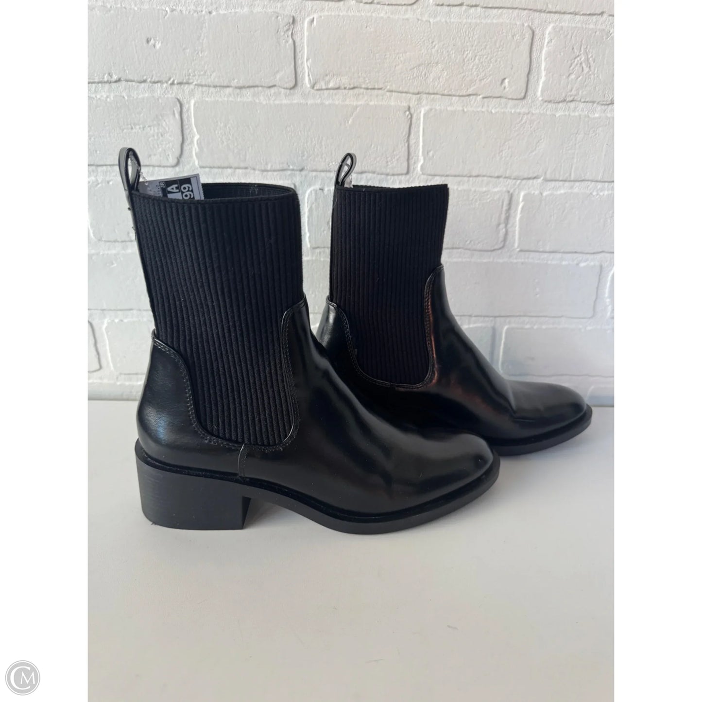 Boots Mid-calf Heels By Zara In Black, Size: 8