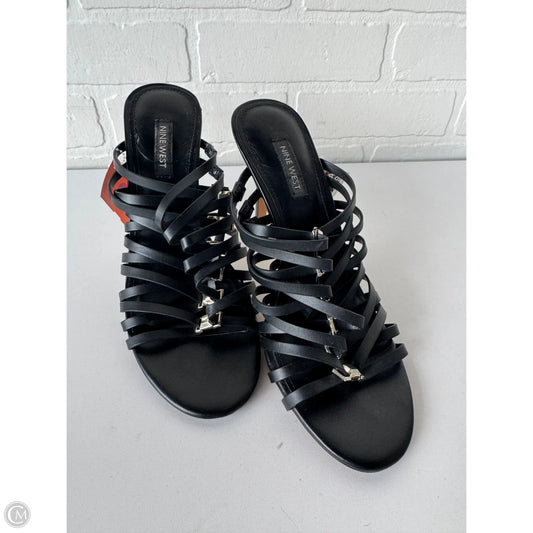 Sandals Heels Stiletto By Nine West In Black, Size: 8