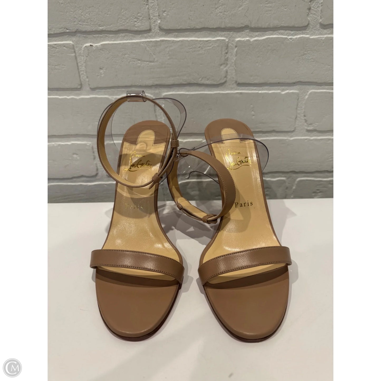 Sandals Luxury Designer By Christian Louboutin In Tan, Size: 10