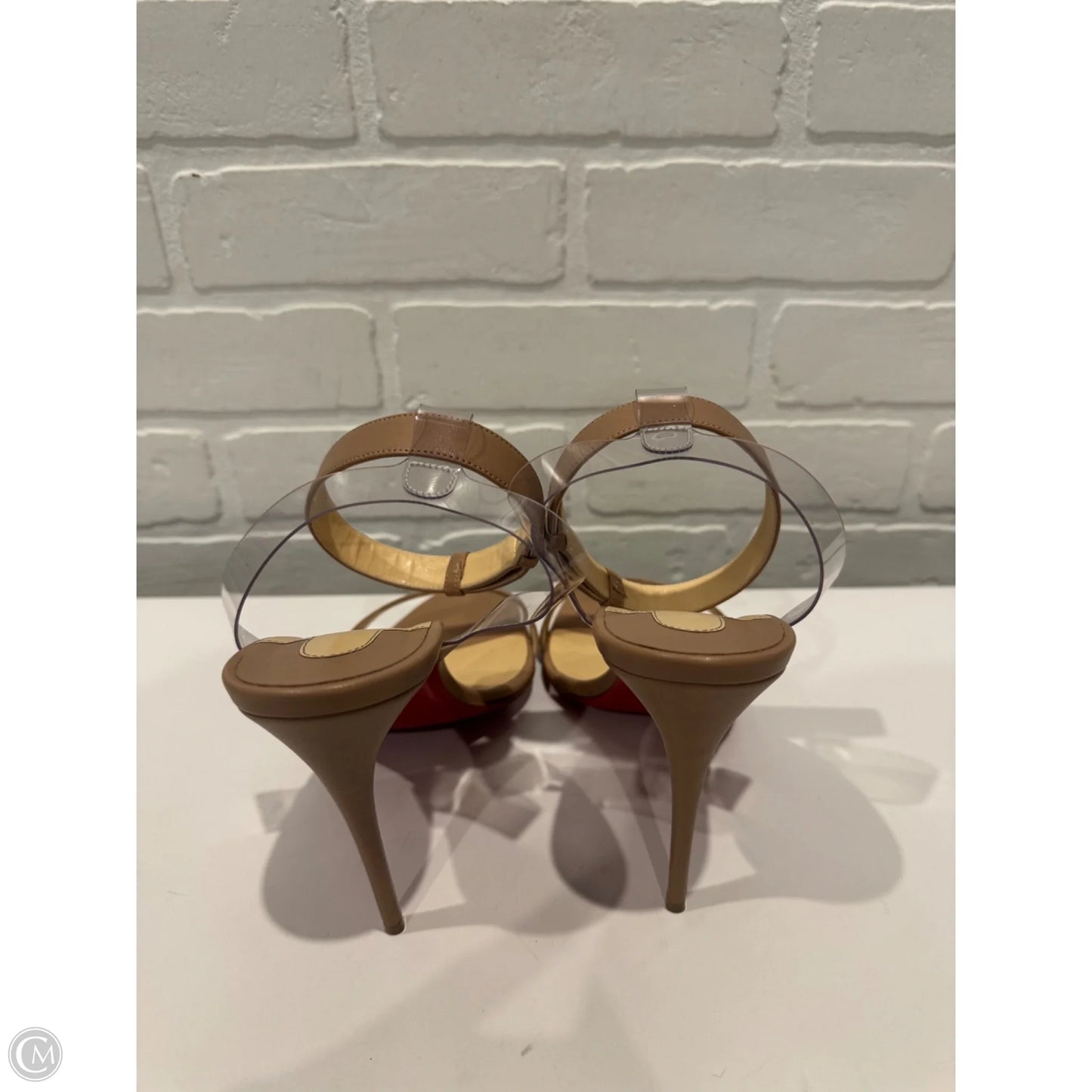 Sandals Luxury Designer By Christian Louboutin In Tan, Size: 10