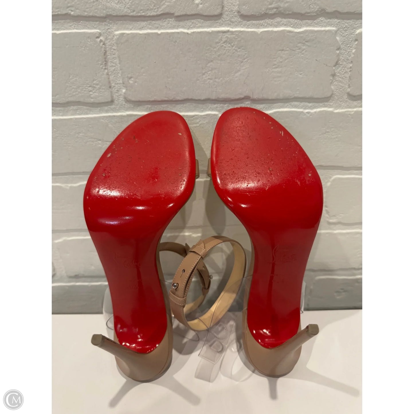 Sandals Luxury Designer By Christian Louboutin In Tan, Size: 10