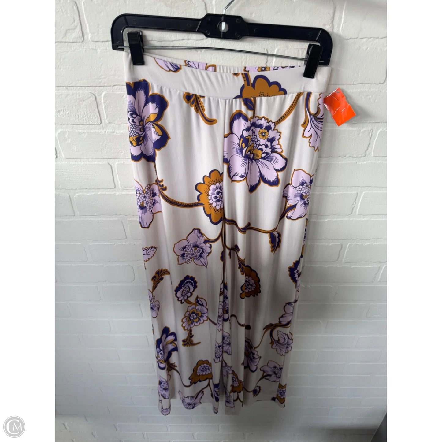 Pants Wide Leg By Dennis Basso Qvc In Cream & Purple, Size: 0