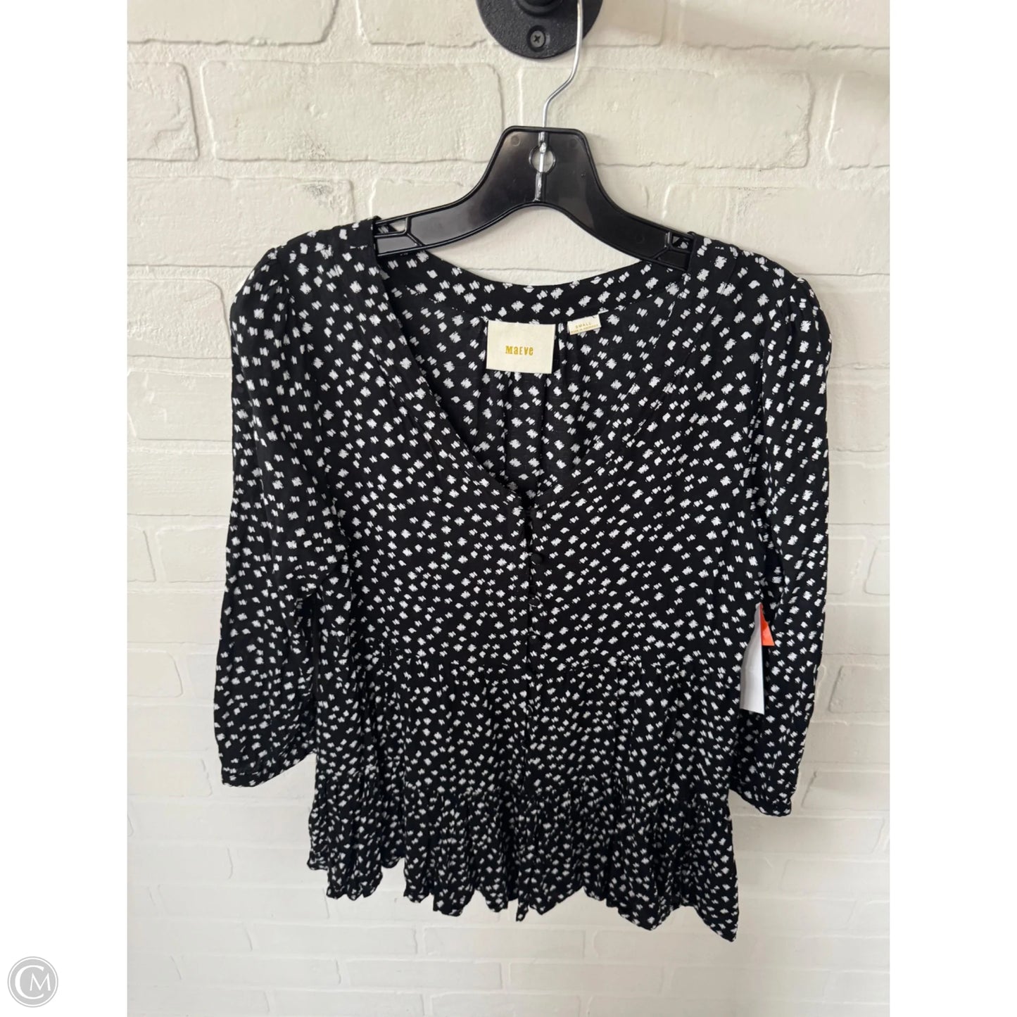 Top 3/4 Sleeve By Maeve In Black & White, Size: S