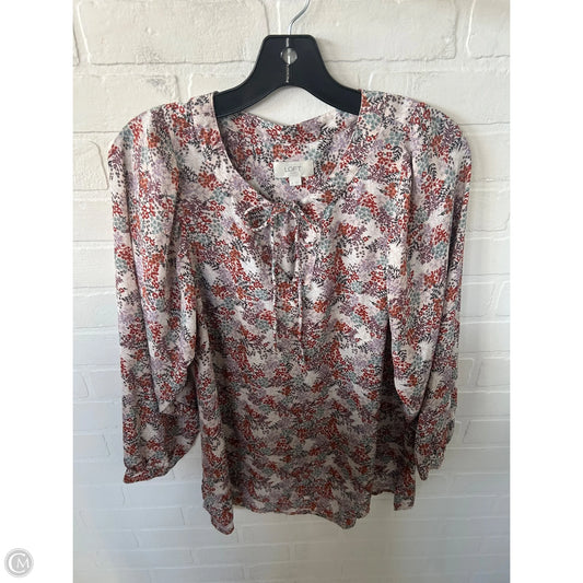 Top Long Sleeve By Loft In Orange & Purple, Size: S