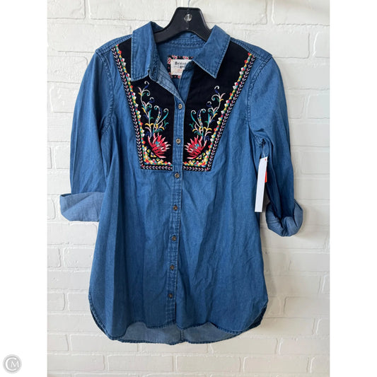 Tunic Long Sleeve By Holding Horses In Blue Denim, Size: S