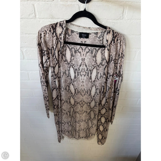 Sweater Cardigan By Vici In Grey & Tan, Size: S