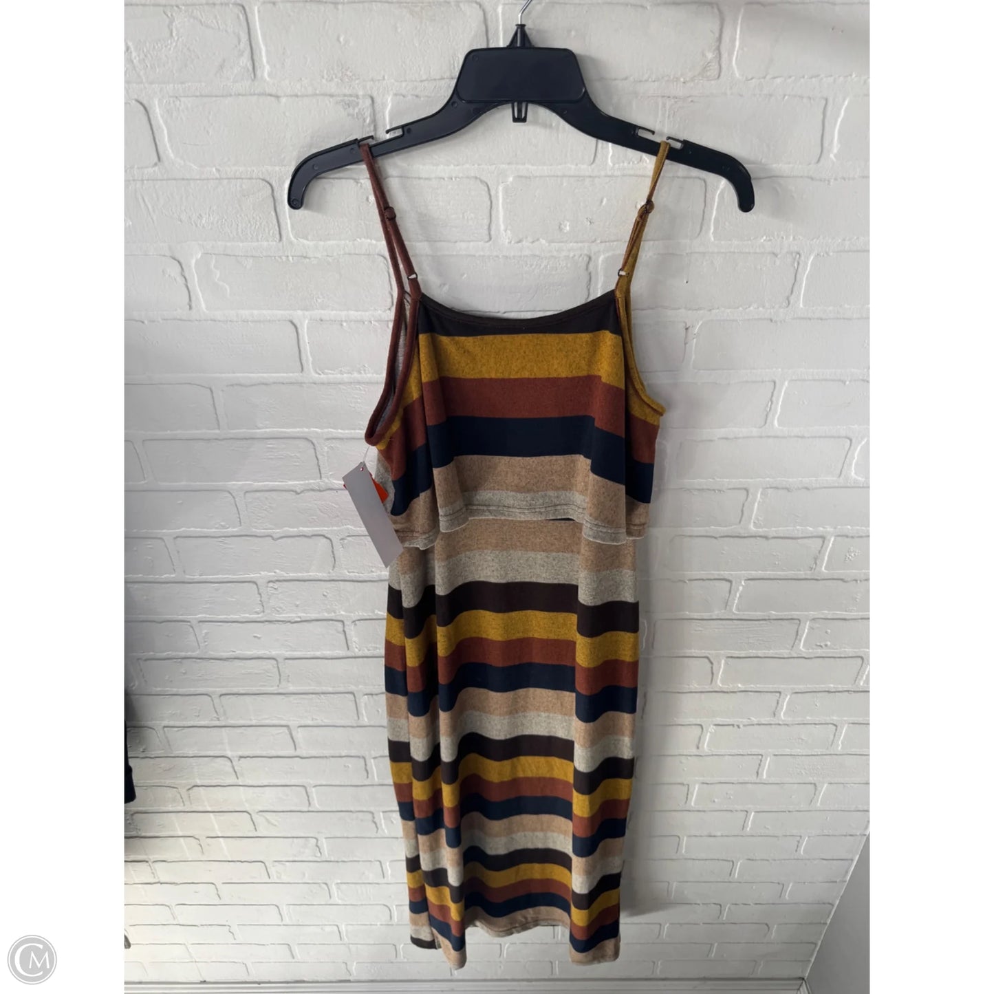 Dress Casual Midi By Shein In Brown & Yellow, Size: S