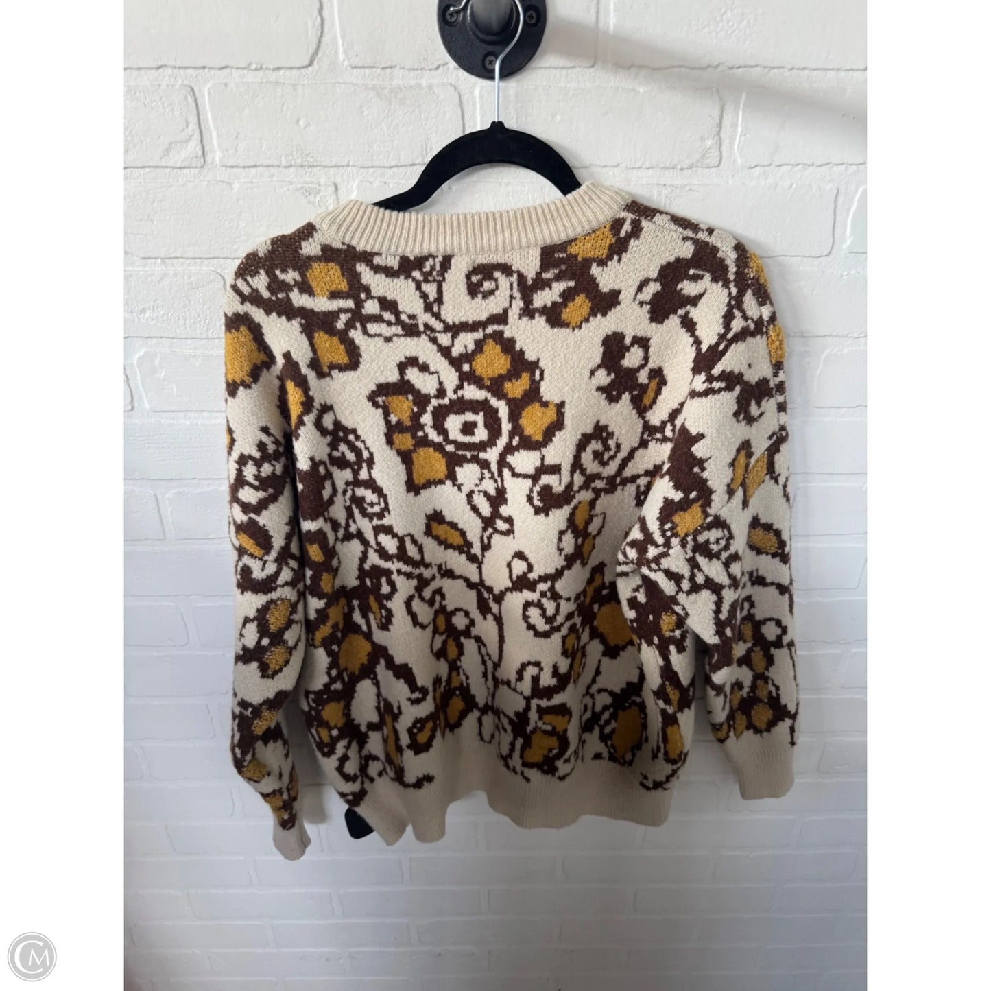 Sweater By Gimmicks In Brown & Cream, Size: M