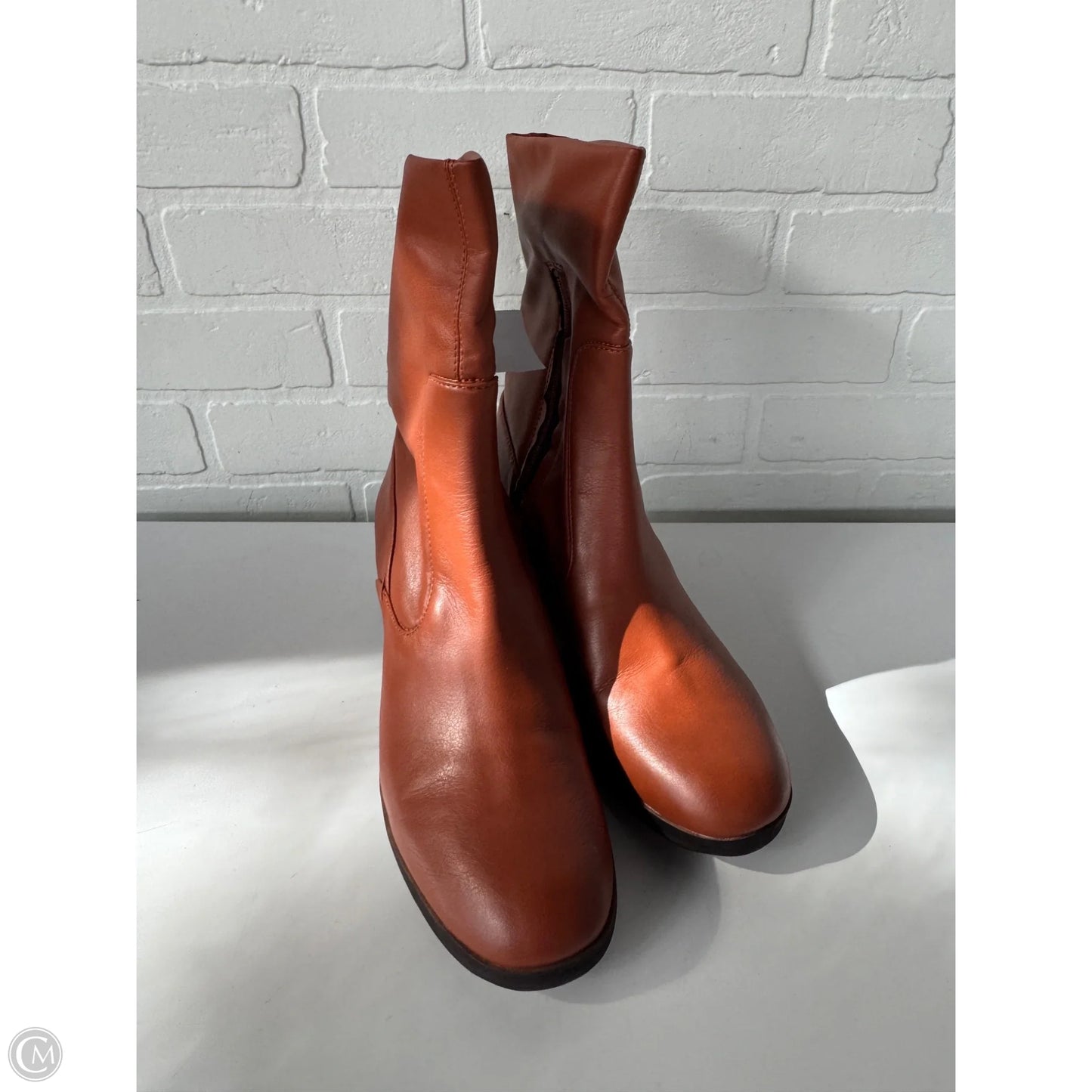 Boots Mid-calf Heels By Cmc In Orange, Size: 10