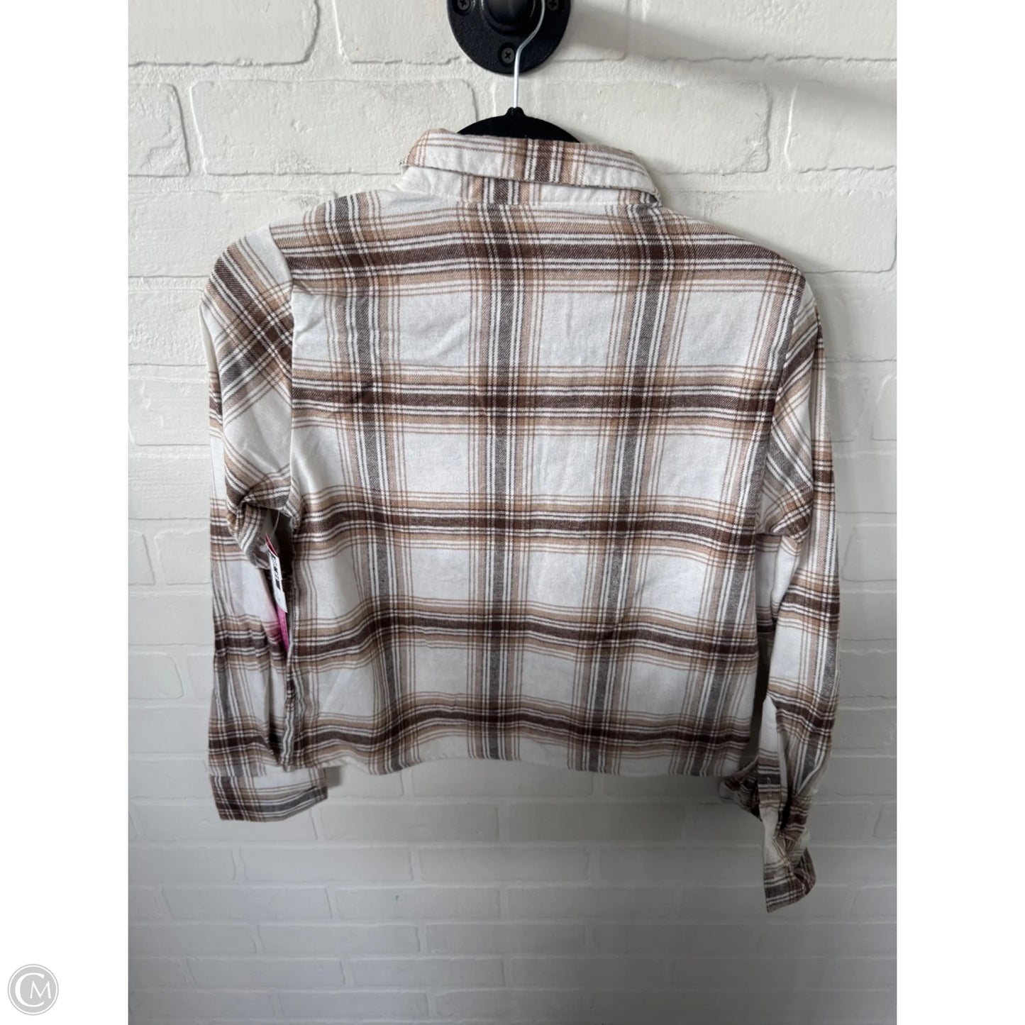 Top Long Sleeve By No Comment In Brown & Cream, Size: S