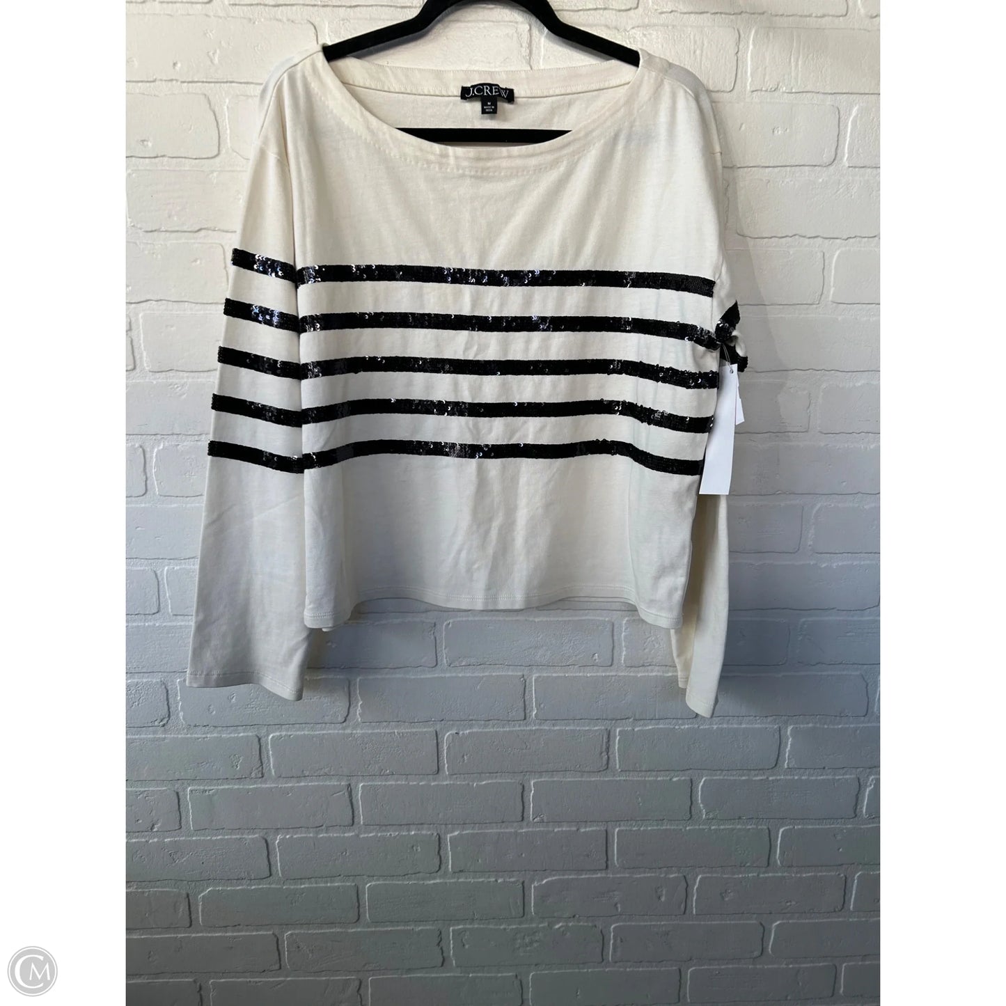 Top Long Sleeve By J. Crew In Black & Cream, Size: M