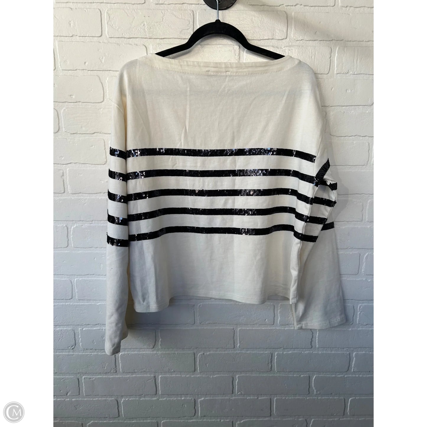 Top Long Sleeve By J. Crew In Black & Cream, Size: M