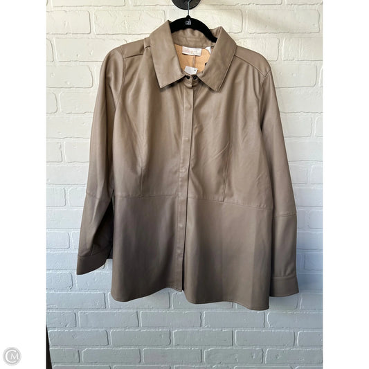 Jacket Shirt By Belle By Kim Gravel In Tan, Size: L