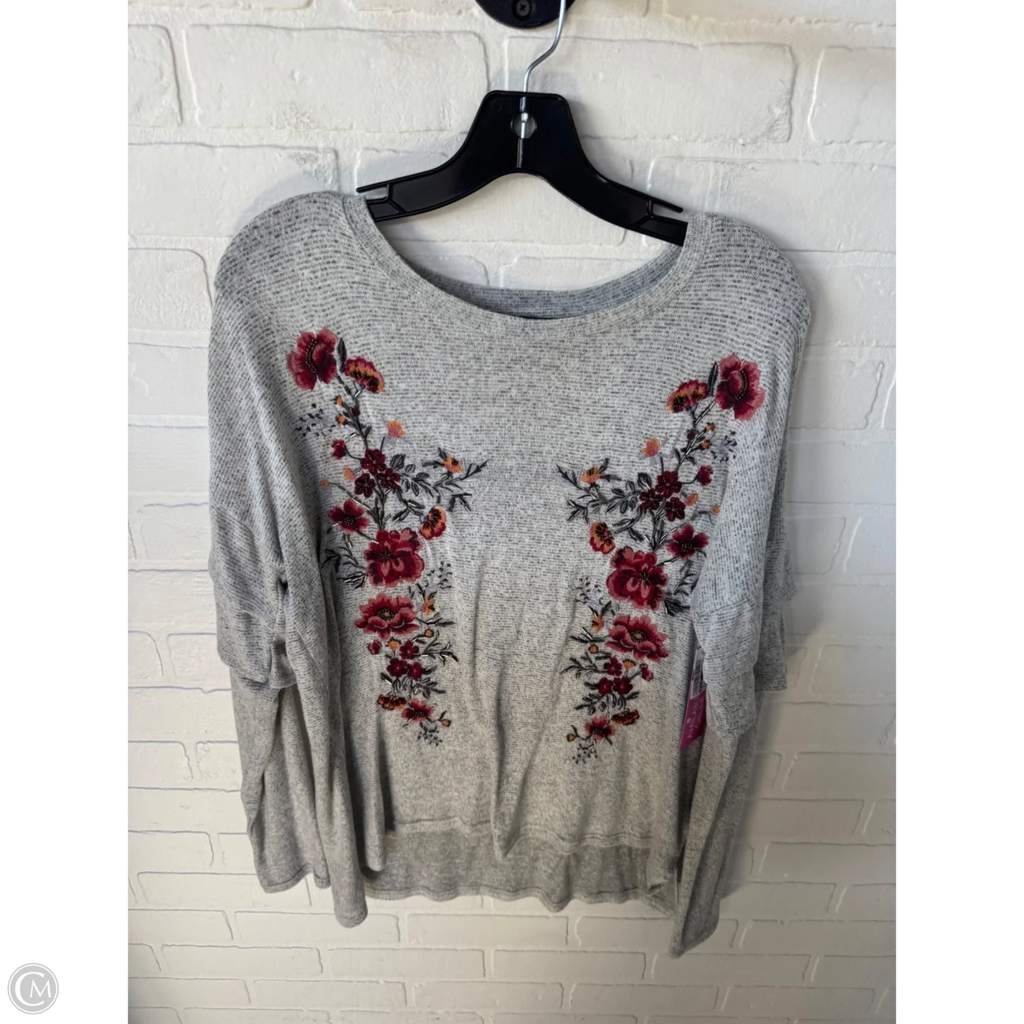 Top Long Sleeve By Miss Me In Grey & Red, Size: M
