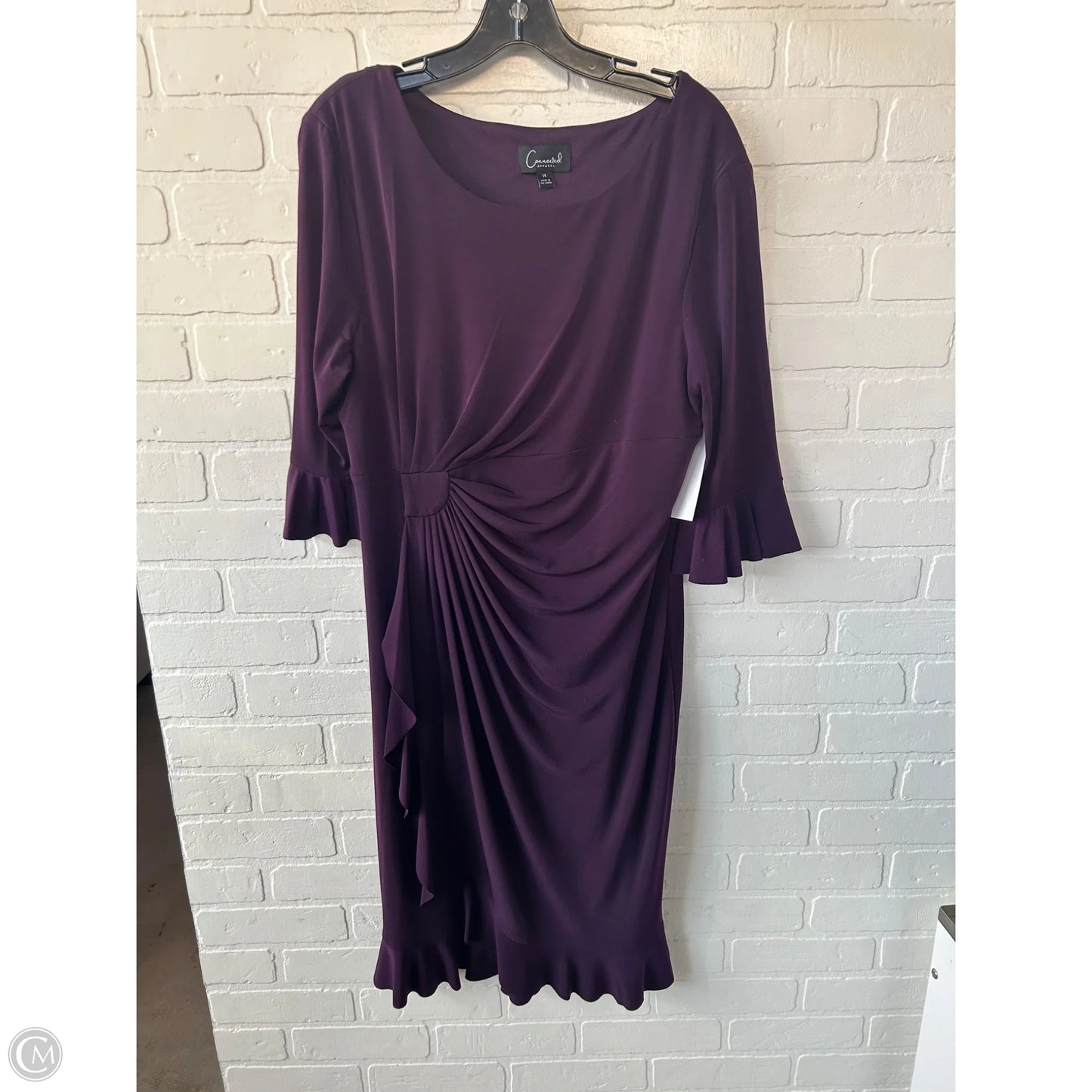 Dress Party Midi By Connected Apparel In Purple, Size: Xl