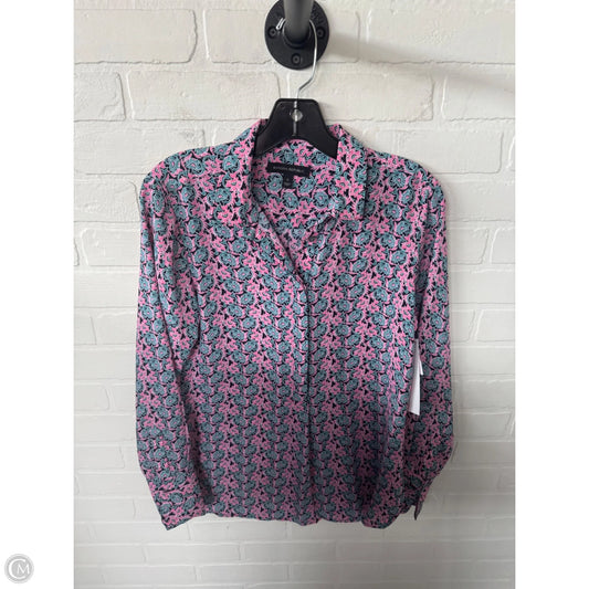 Top Long Sleeve By Banana Republic In Blue & Pink, Size: S