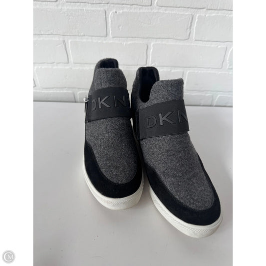Shoes Heels Wedge By Dkny In Black & Grey, Size: 9.5