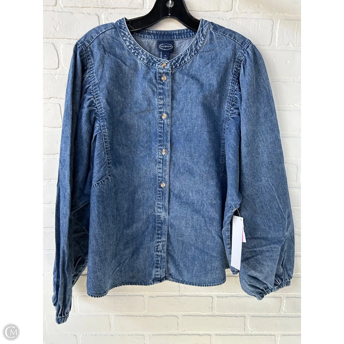 Top Long Sleeve By Scoop In Blue Denim, Size: Xl