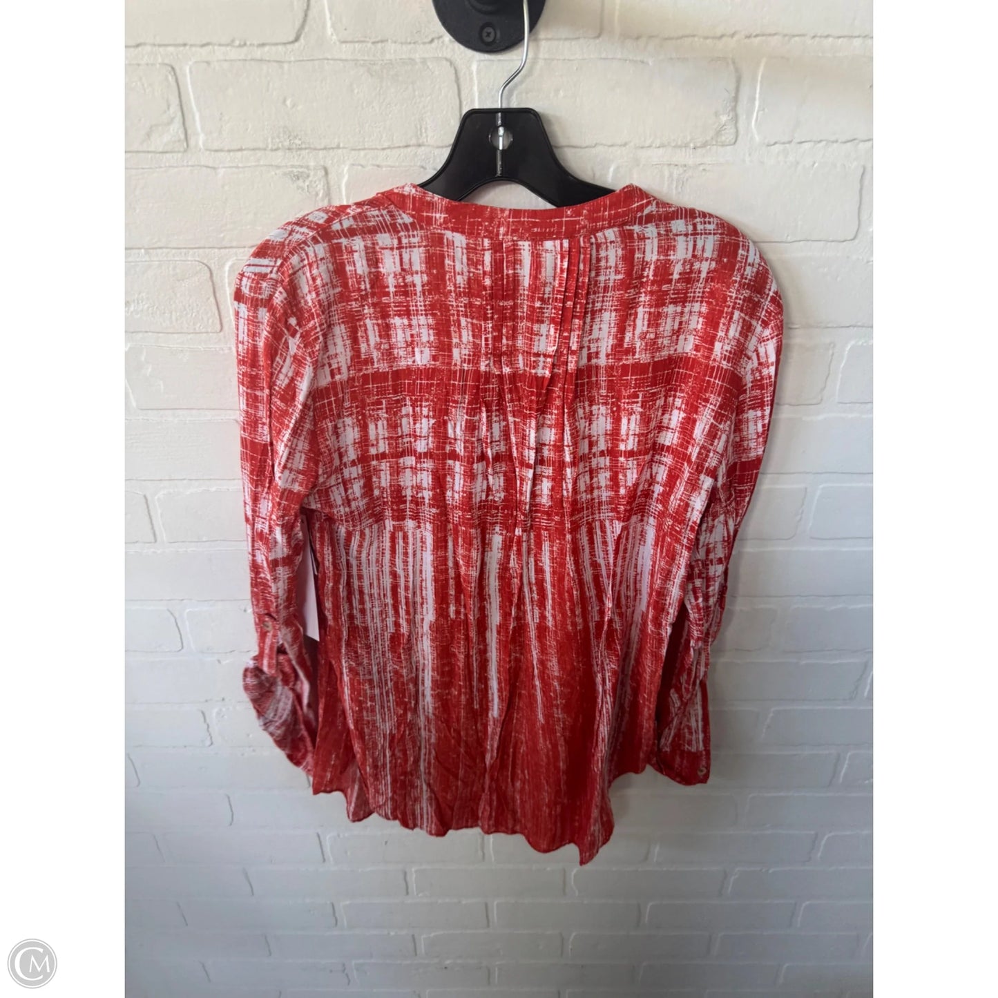 Top Long Sleeve By Maeve In Orange & White, Size: Mp