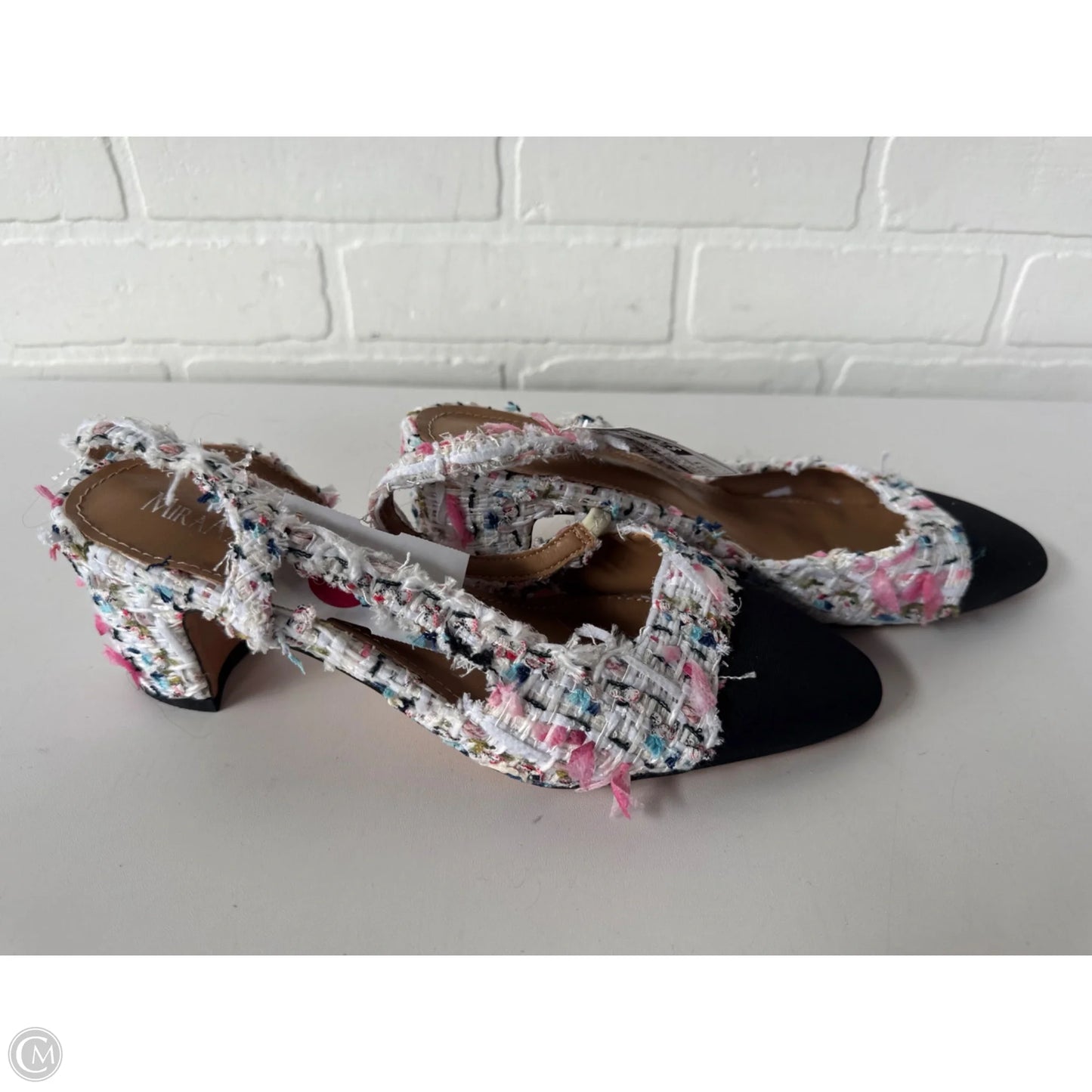 Shoes Heels Block By Clothes Mentor In Black & White, Size: 7.5