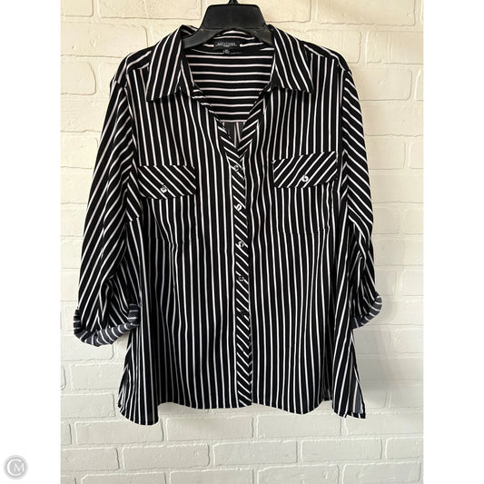 Top Long Sleeve By Notations In Black & White, Size: 3x