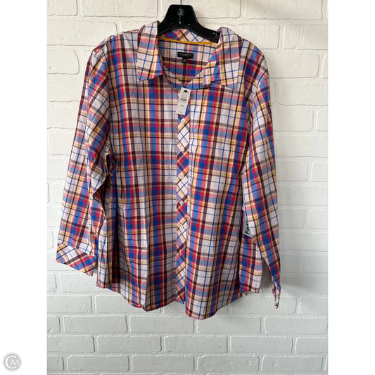 Top Long Sleeve By Talbots In Blue & Red, Size: 3x