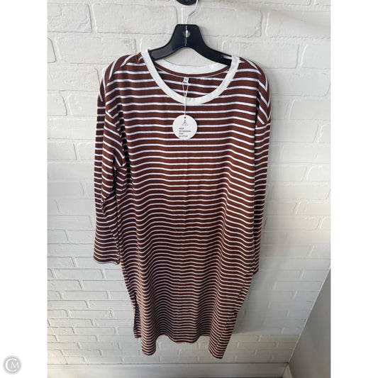Dress Casual Maxi By Anrabess In Brown & White, Size: Xxl