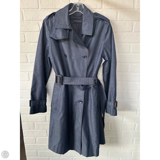 Coat Trench Coat By Banana Republic In Blue, Size: L