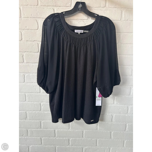 Top 3/4 Sleeve By Calvin Klein In Black, Size: L
