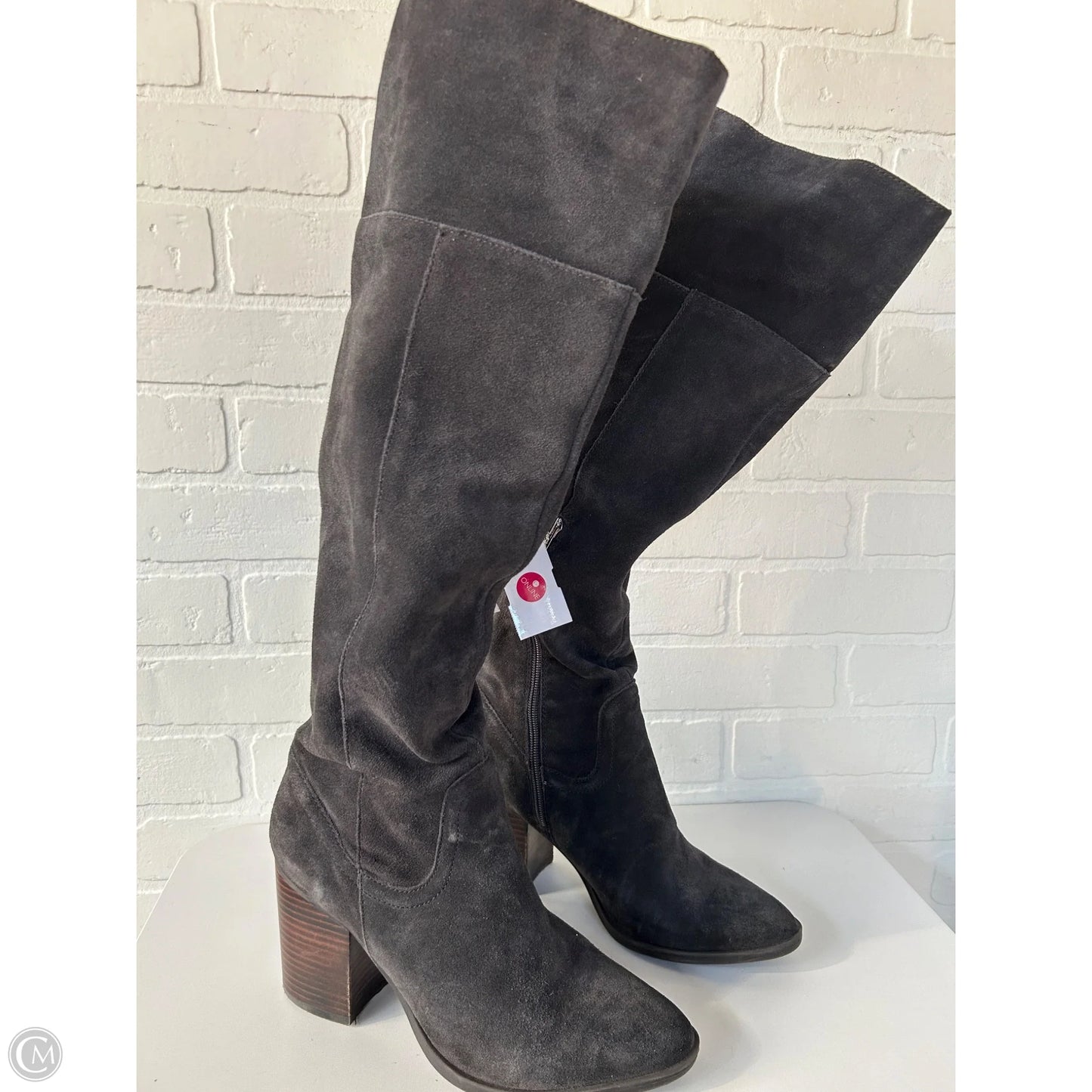 Boots Knee Heels By Steve Madden In Grey, Size: 10
