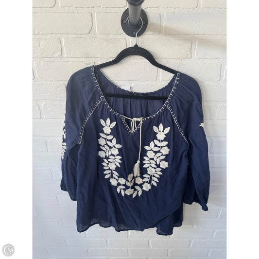 Top Long Sleeve By Clothes Mentor In Blue & Cream, Size: S