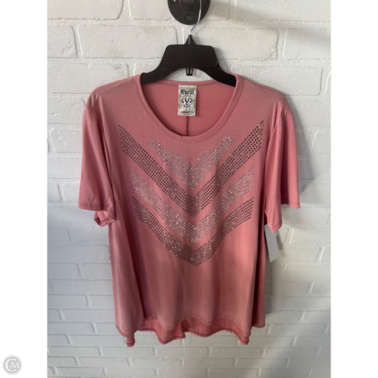 Top Short Sleeve By Vocal In Peach, Size: 2x