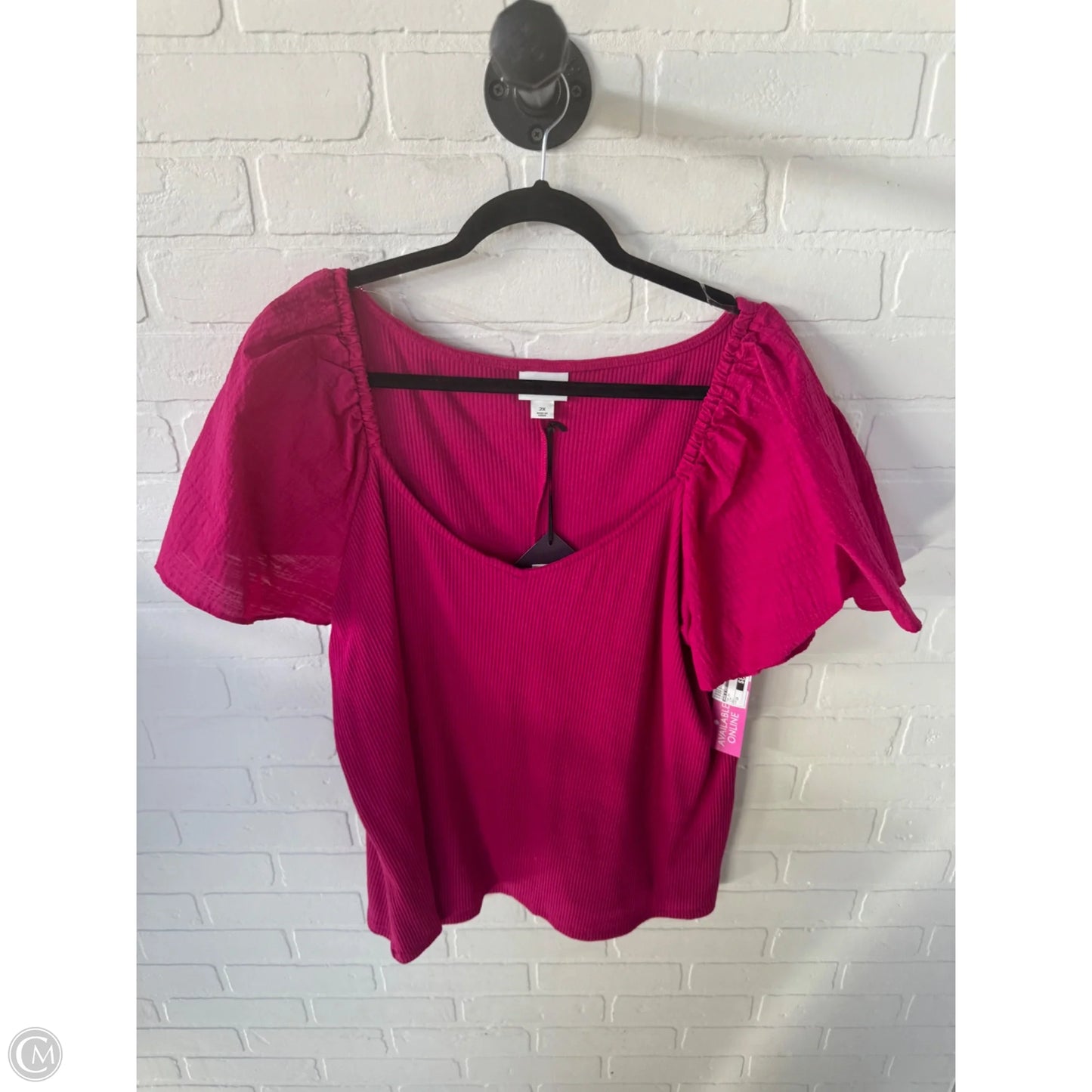 Top Short Sleeve By Ava & Viv In Pink, Size: 2x