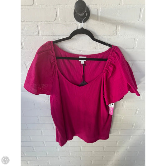 Top Short Sleeve By Ava & Viv In Pink, Size: 2x