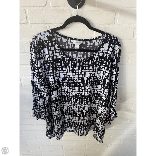 Top 3/4 Sleeve By Cj Banks In Black & White, Size: 2x