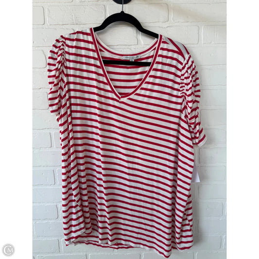 Top Short Sleeve By Green Envelope In Red & White, Size: 2x