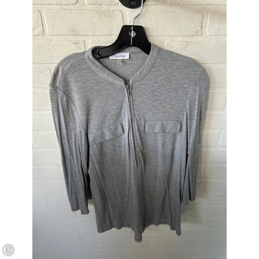 Top Long Sleeve By Calvin Klein In Grey, Size: M