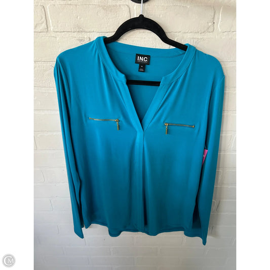 Top Long Sleeve By Inc In Blue, Size: M