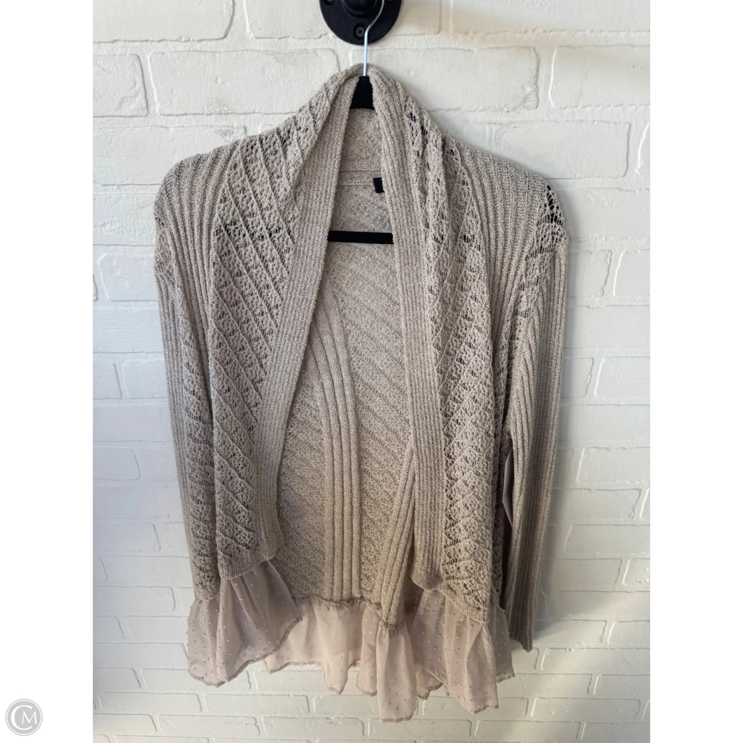 Sweater Cardigan By Jessica Simpson In Beige, Size: 1x