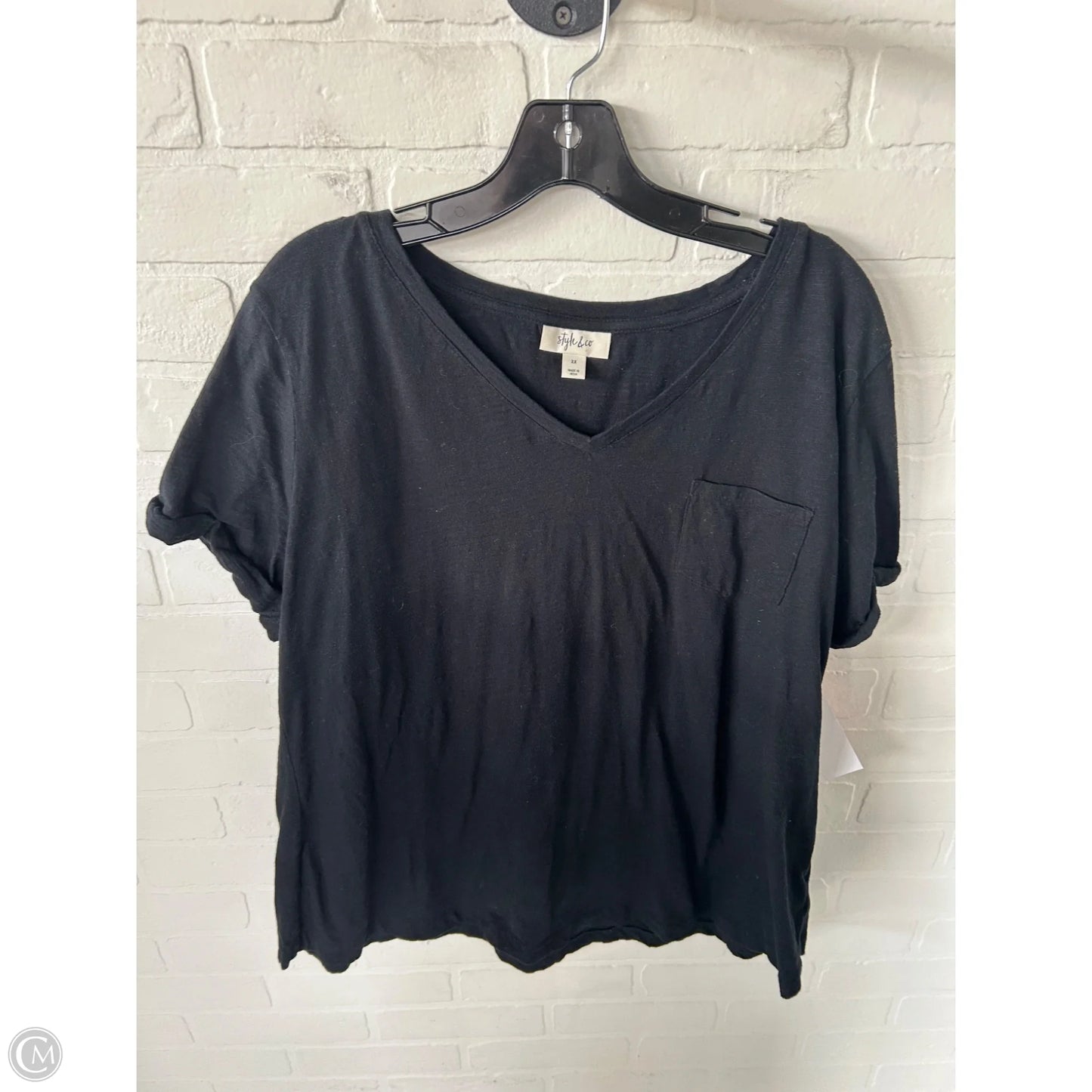 Top Short Sleeve Basic By Style And Company In Black, Size: 2x