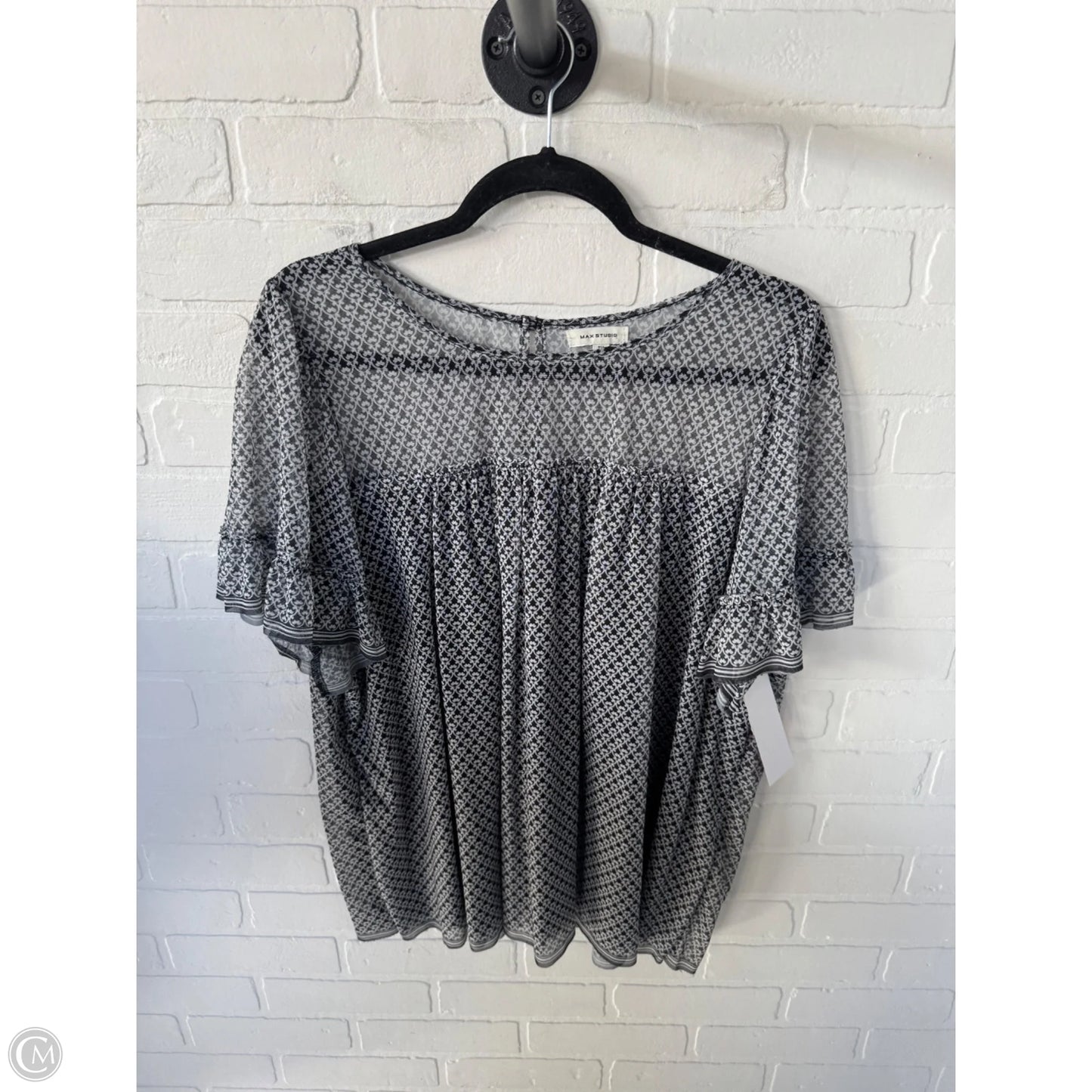 Top Short Sleeve By Max Studio In Black & White, Size: 2x