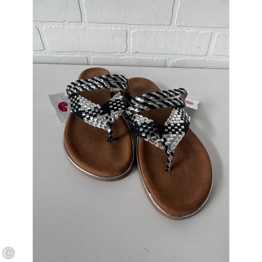 Sandals Flats By Bernie Mev In Black & Silver, Size: 9