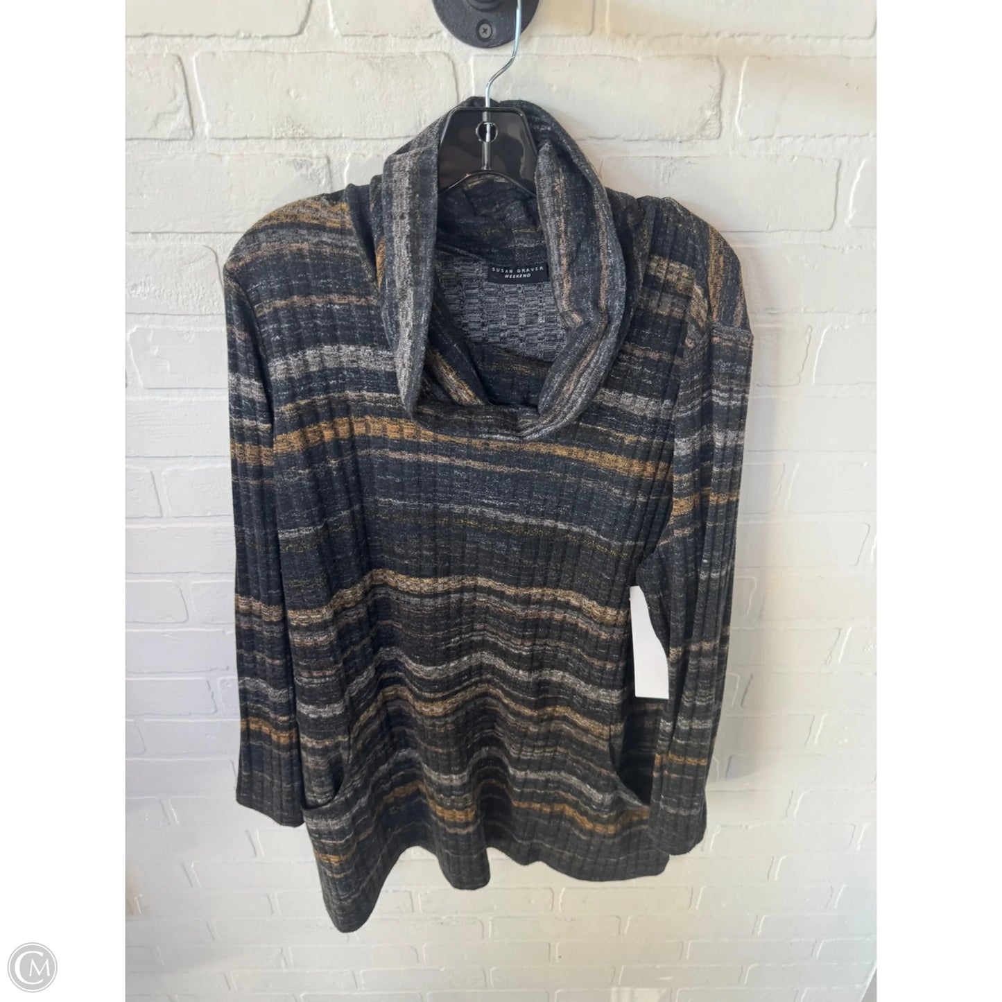 Sweater By Susan Graver In Black & Yellow, Size: Xl