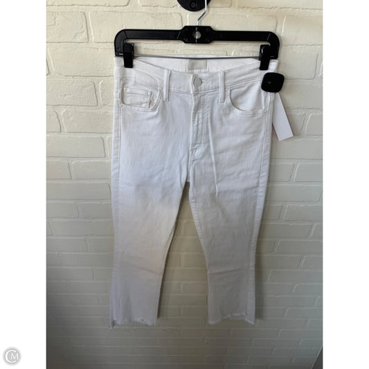Jeans Cropped By Mother In White Denim, Size: 4